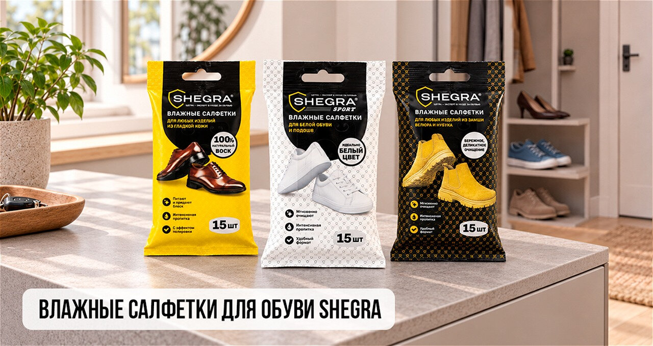 Салфетки влажные для обуви SHEGRA