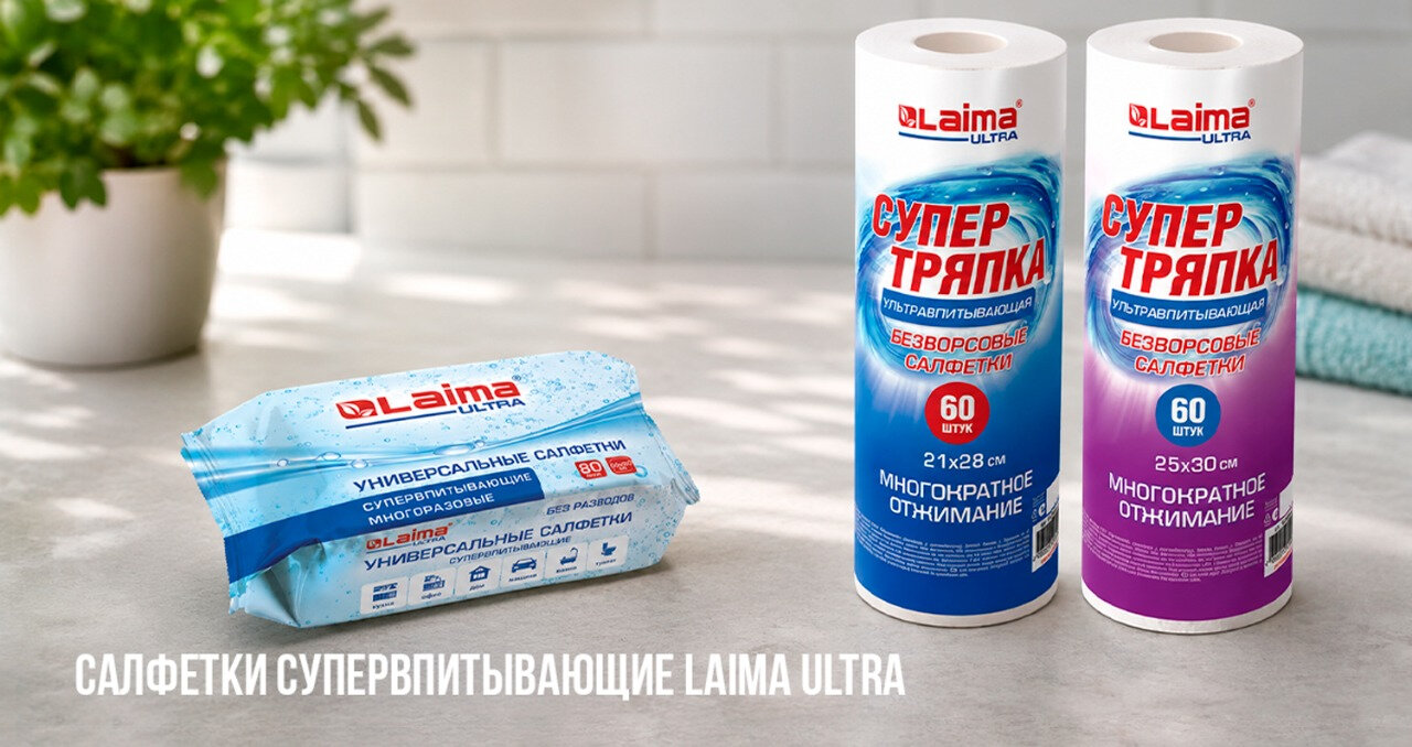 Салфетки супервпитывающие LAIMA ULTRA